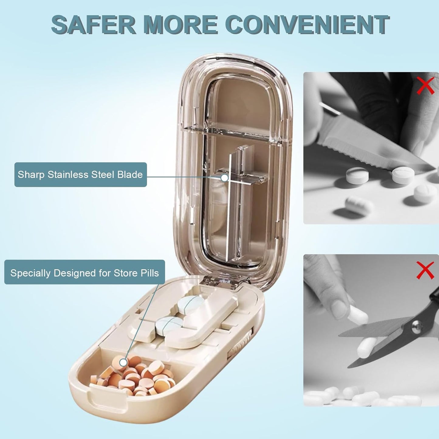 Adjustable Pill Cutter and Splitter for Multiple Pills